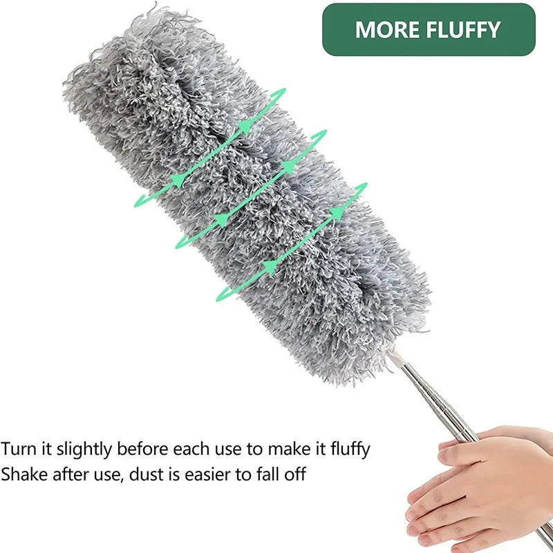 Electrostatic Dust Duster Retractable Long Pole Chenille Lightweight Household Fan Window Sill Cleaning Household Cleaning Tool