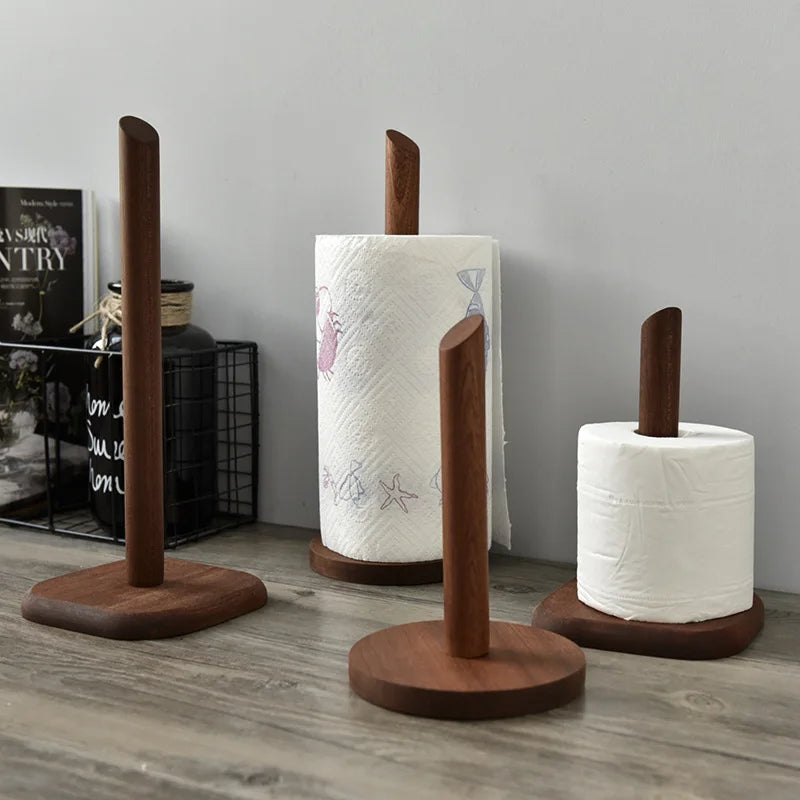 Simple Creative Solid Wood Storage Rack Vertical Household Kitchen Tissue Rack Cling Film Racks Household Storage Products
