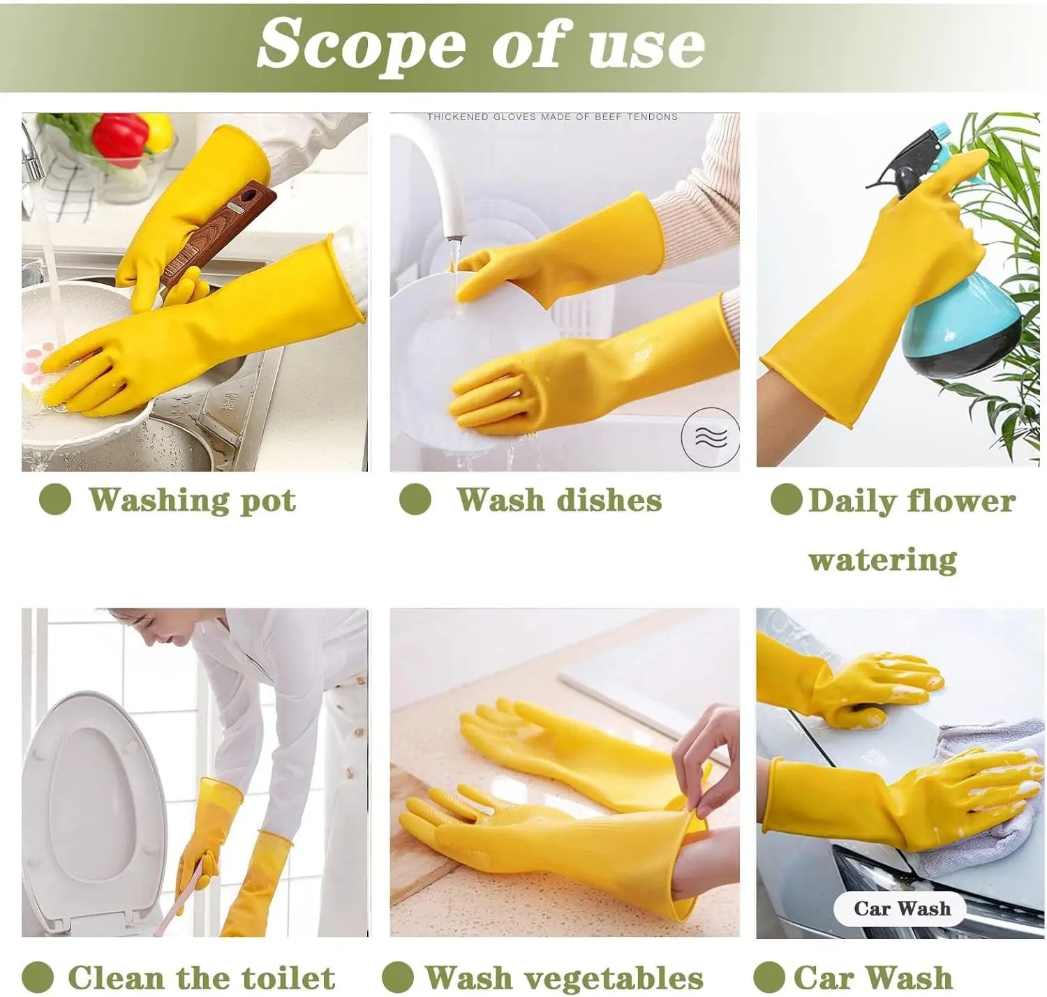Latex Dishwashing Gloves Women's Waterproof Household Kitchen Washing Bowl Washing Clothes Vegetable Cleaning Household