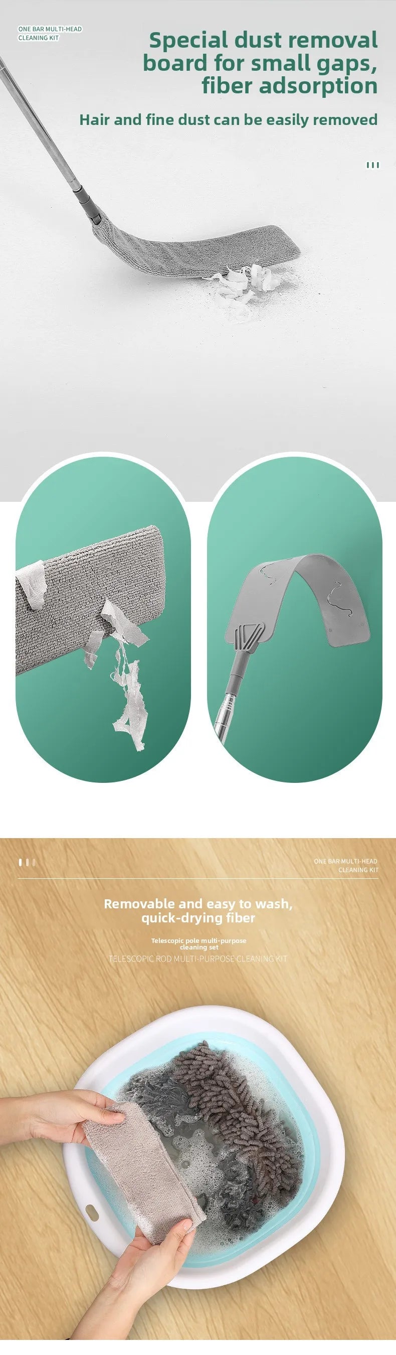 Electrostatic Dust Duster Retractable Long Pole Chenille Lightweight Household Fan Window Sill Cleaning Household Cleaning Tool