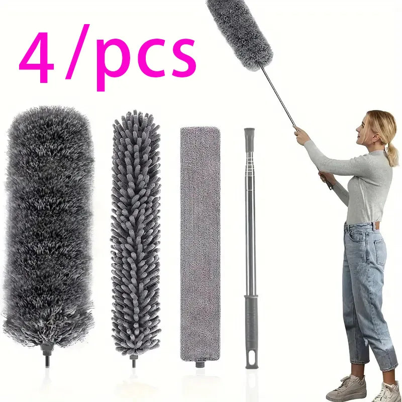 Electrostatic Dust Duster Retractable Long Pole Chenille Lightweight Household Fan Window Sill Cleaning Household Cleaning Tool