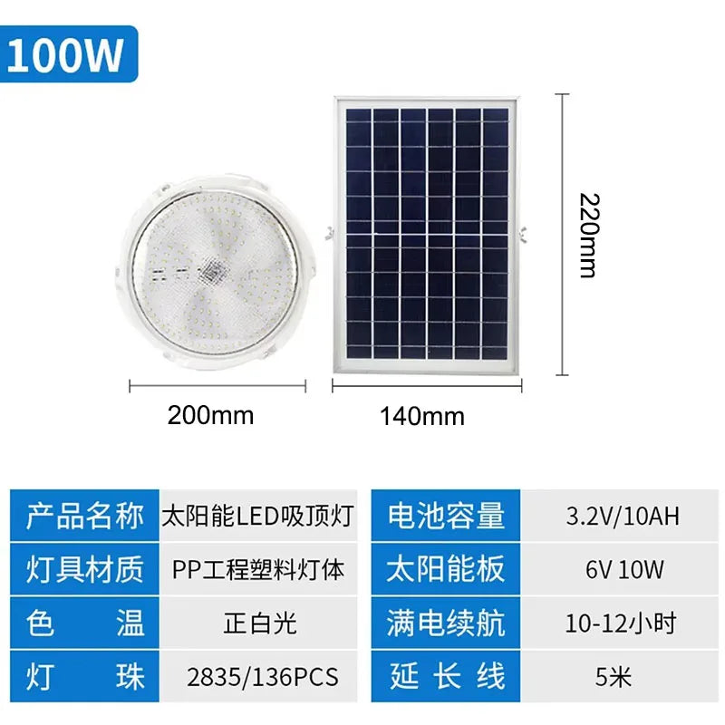 Outdoor Waterproof Household Lighting Solar Garden Light LED High Power Bright Household Indoor Ceiling Lights Balcony Bedroom