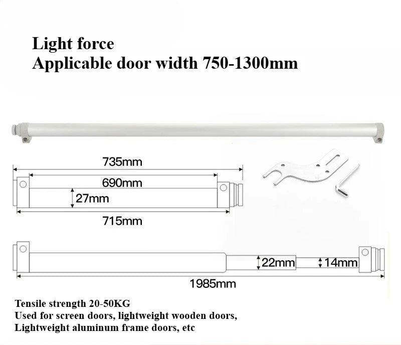 Household Door Closer with Buffering Damping Aluminum Alloy Sliding Glass Door Simple Household Automatic Door Closer