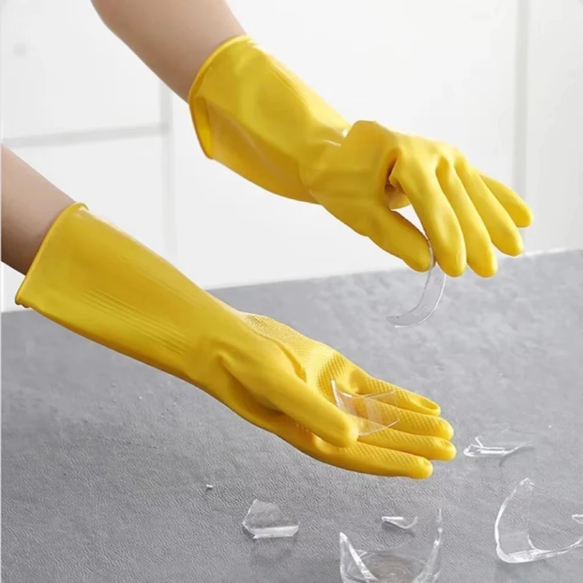 Latex Dishwashing Gloves Women's Waterproof Household Kitchen Washing Bowl Washing Clothes Vegetable Cleaning Household