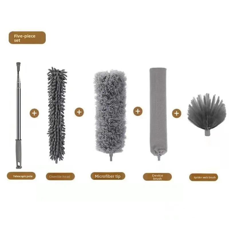 Electrostatic Dust Duster Retractable Long Pole Chenille Lightweight Household Fan Window Sill Cleaning Household Cleaning Tool