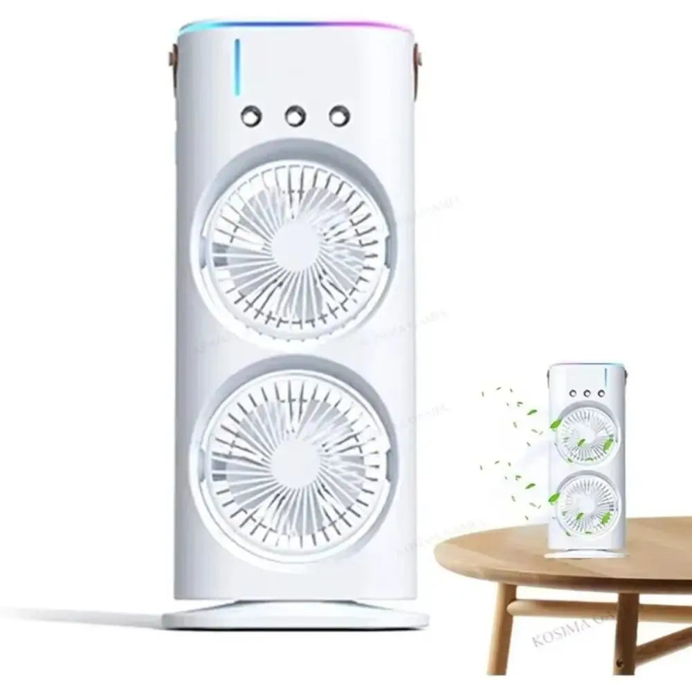 Household 3 In 1 Air Conditioner Portable Dual-Head Humidifier Adjustable Wind Speed Desktop Fan Fan Bedroom