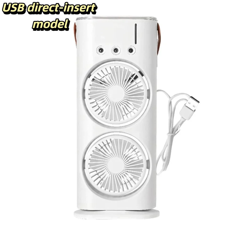 Household 3 In 1 Air Conditioner Portable Dual-Head Humidifier Adjustable Wind Speed Desktop Fan Fan Bedroom