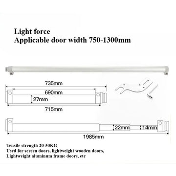 Household Door Closer with Buffering Damping Aluminum Alloy Sliding Glass Door Simple Household Automatic Door Closer