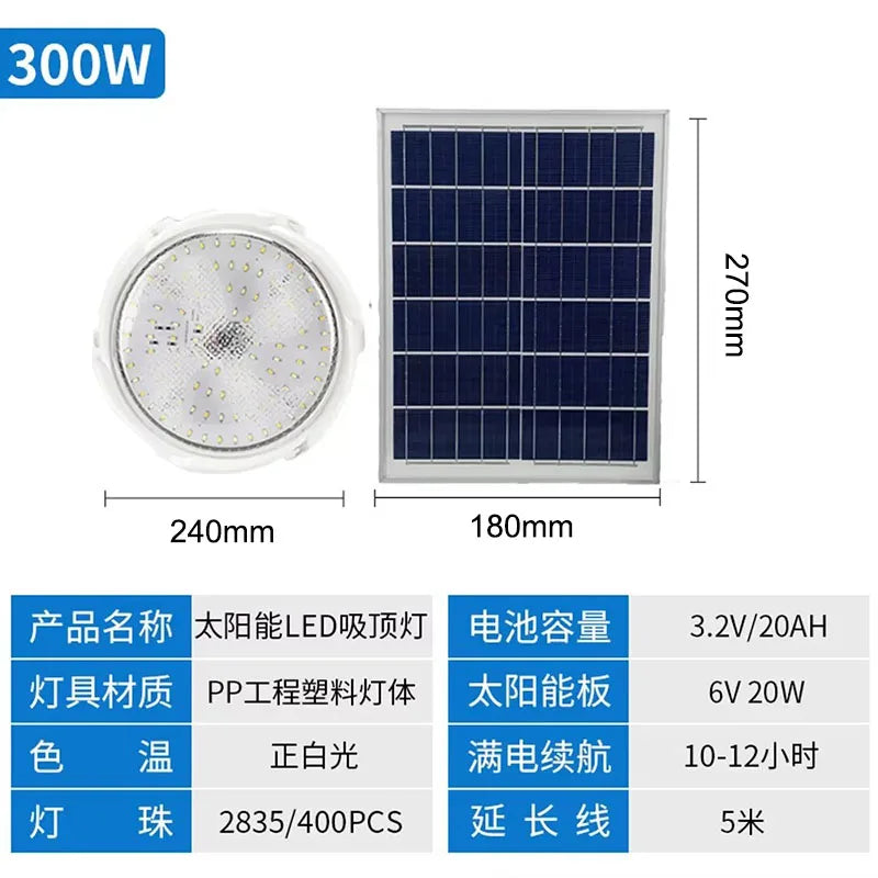 Outdoor Waterproof Household Lighting Solar Garden Light LED High Power Bright Household Indoor Ceiling Lights Balcony Bedroom