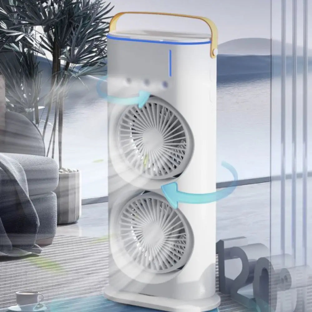 Household 3 In 1 Air Conditioner Portable Dual-Head Humidifier Adjustable Wind Speed Desktop Fan Fan Bedroom