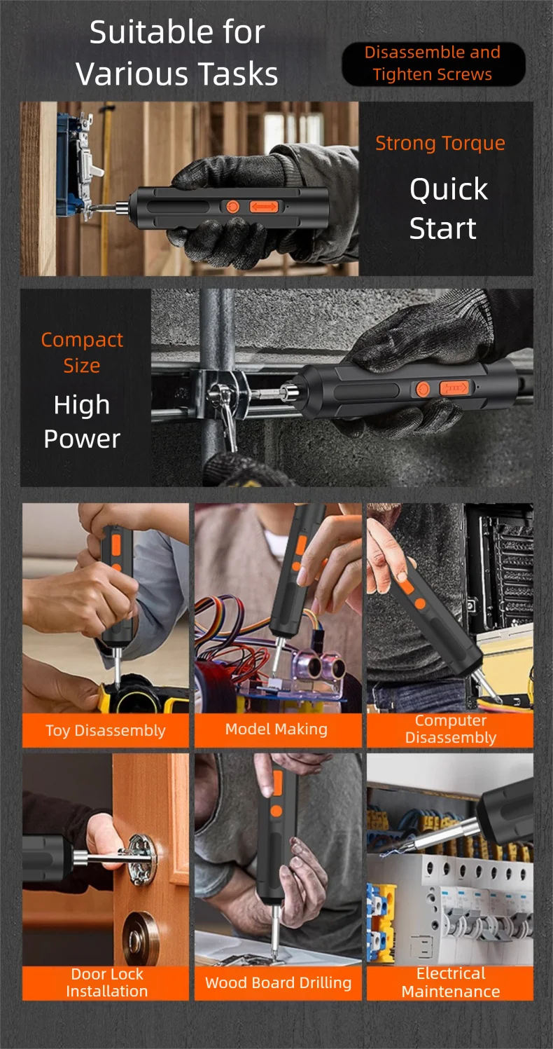 47PCS Electric Screwdriver Mini Household Electric Drill Rotated Cordless Screwdriver Power Tools Household Maintenance Repair