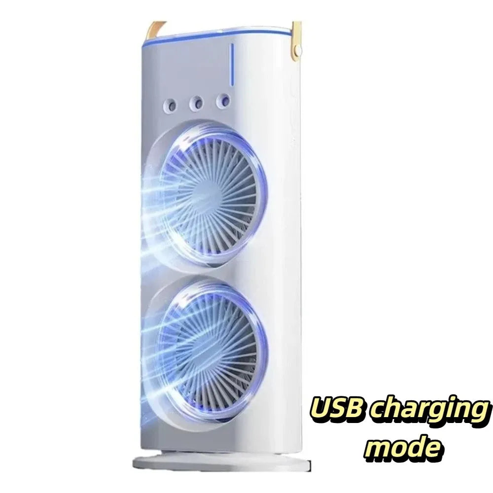 Household 3 In 1 Air Conditioner Portable Dual-Head Humidifier Adjustable Wind Speed Desktop Fan Fan Bedroom