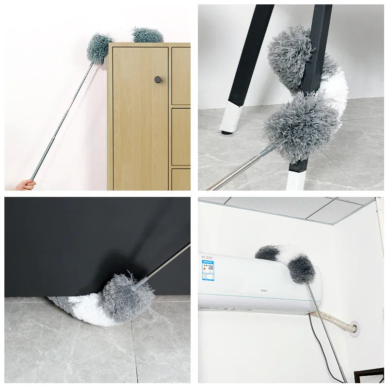 Electrostatic Dust Duster Retractable Long Pole Chenille Lightweight Household Fan Window Sill Cleaning Household Cleaning Tool