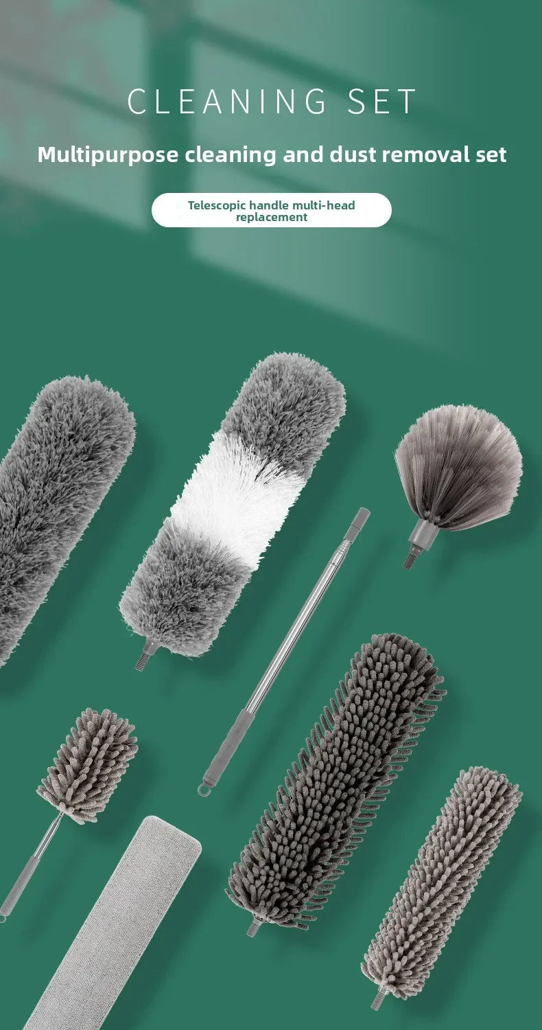 Electrostatic Dust Duster Retractable Long Pole Chenille Lightweight Household Fan Window Sill Cleaning Household Cleaning Tool