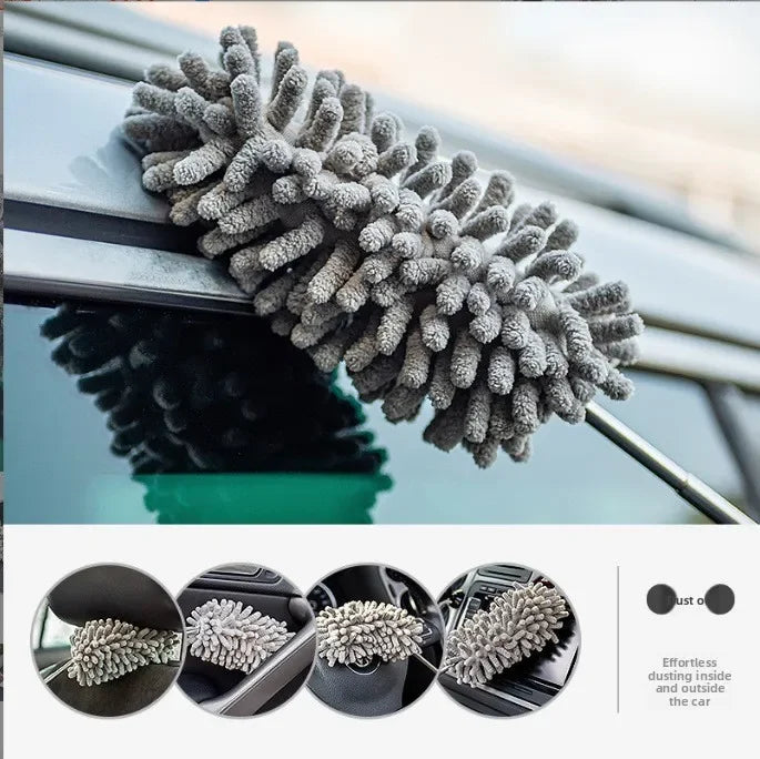 Electrostatic Dust Duster Retractable Long Pole Chenille Lightweight Household Fan Window Sill Cleaning Household Cleaning Tool
