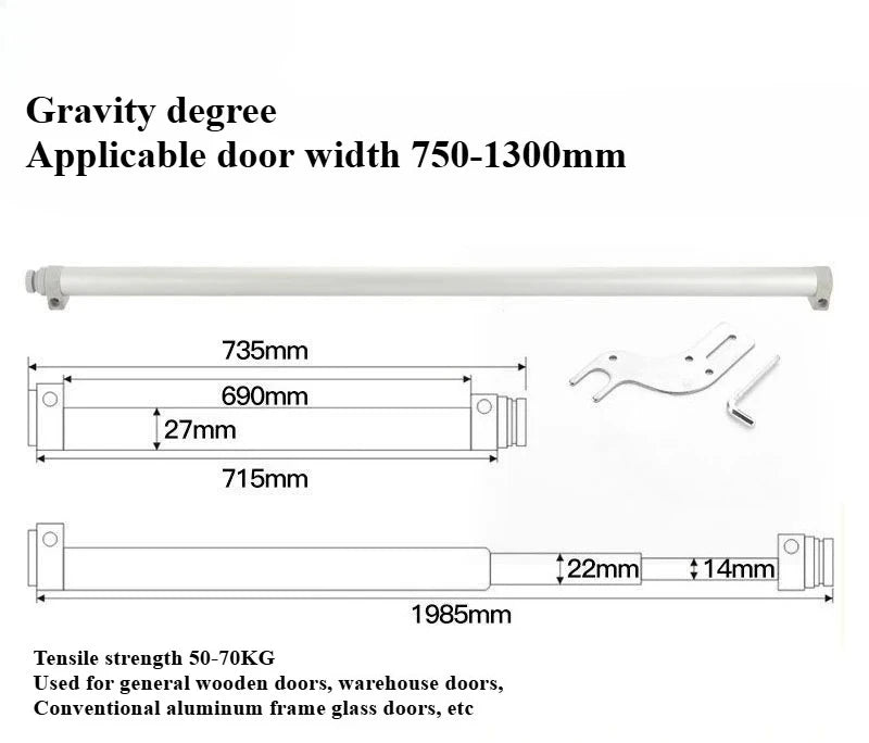 Household Door Closer with Buffering Damping Aluminum Alloy Sliding Glass Door Simple Household Automatic Door Closer