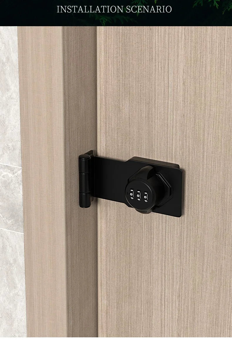 Household Cabinet Password Hasp Locks, Cabinet Locks with Combination, Door Security Slide Latch for Small Barn Doors, Bathroom