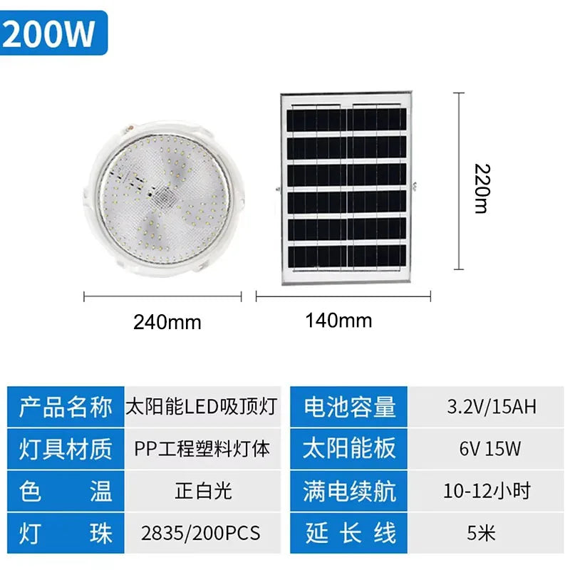 Outdoor Waterproof Household Lighting Solar Garden Light LED High Power Bright Household Indoor Ceiling Lights Balcony Bedroom