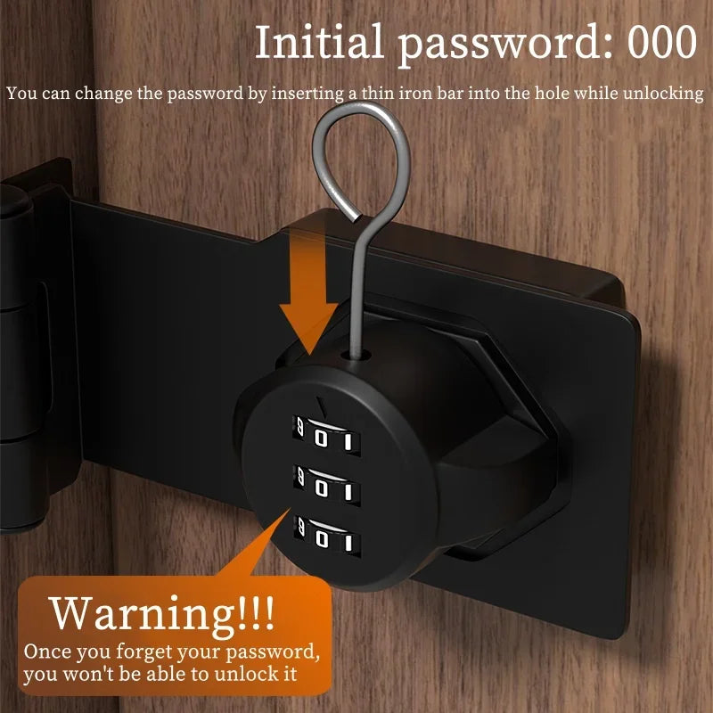 Household Cabinet Password Hasp Locks, Cabinet Locks with Combination, Door Security Slide Latch for Small Barn Doors, Bathroom