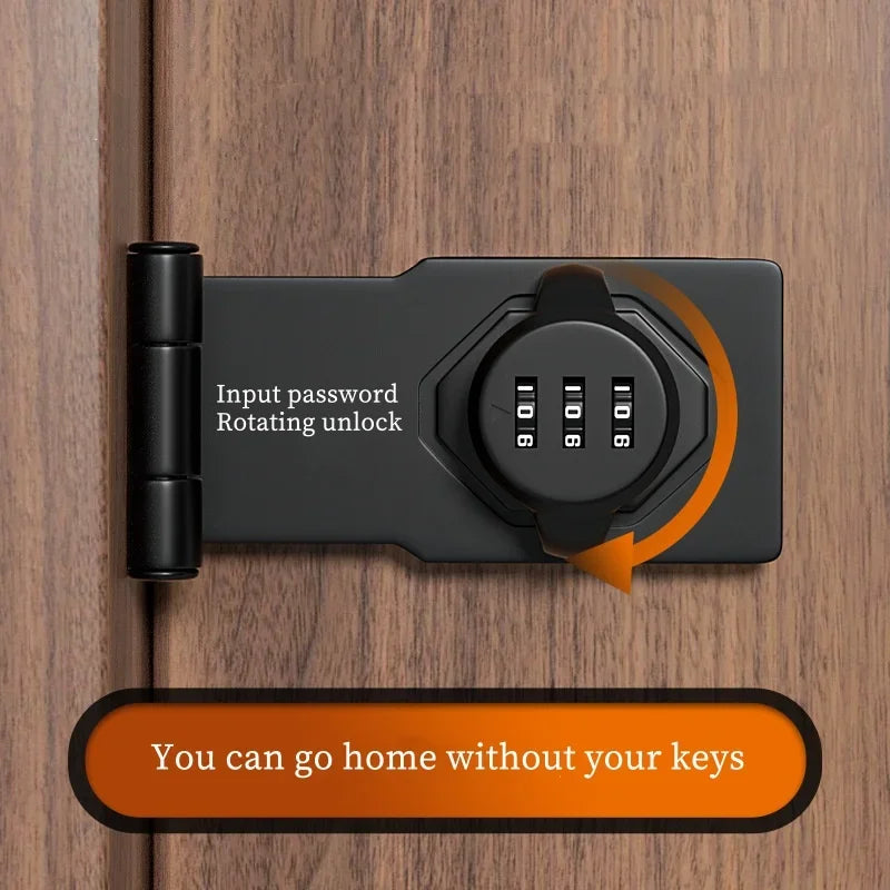 Household Cabinet Password Hasp Locks, Cabinet Locks with Combination, Door Security Slide Latch for Small Barn Doors, Bathroom