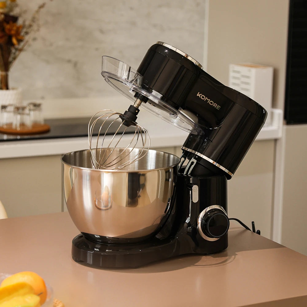 KOMORE Household Stand Mixer, Household Electric Mixer with Stainless Steel Bowl, Beater/Whisk/Dough Hook