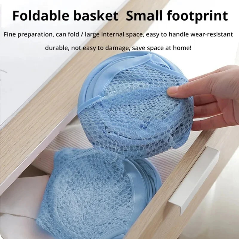 Folding Mesh Laundry Basket Household Storage Organizer for Dirty Clothes Toys and More Portable Collapsible Design