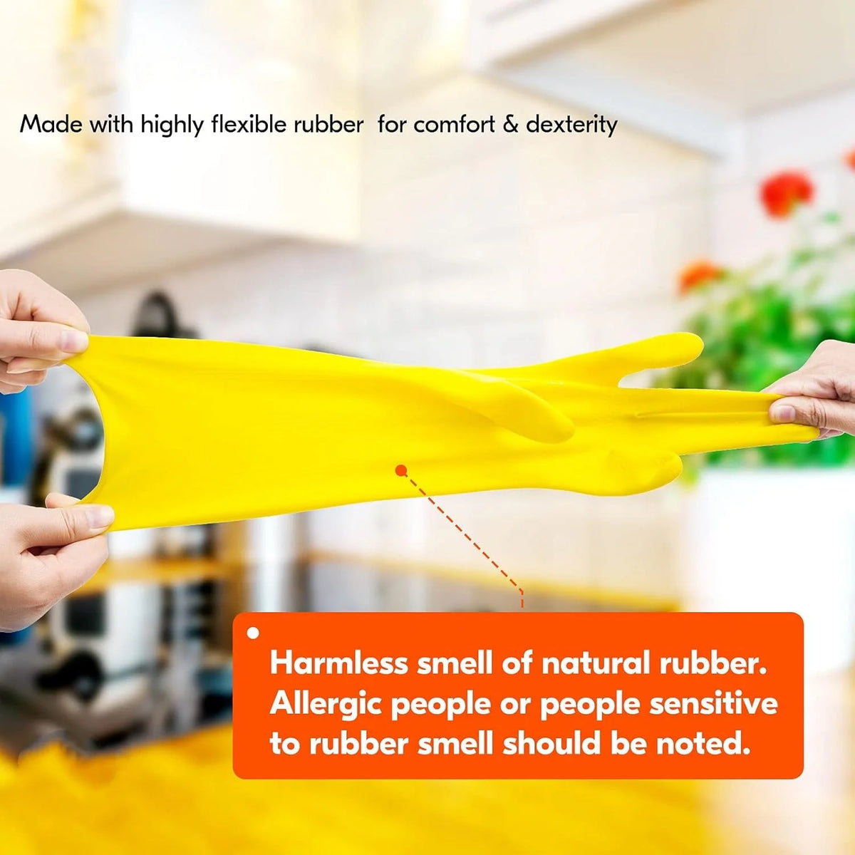 Latex Dishwashing Gloves Women's Waterproof Household Kitchen Washing Bowl Washing Clothes Vegetable Cleaning Household