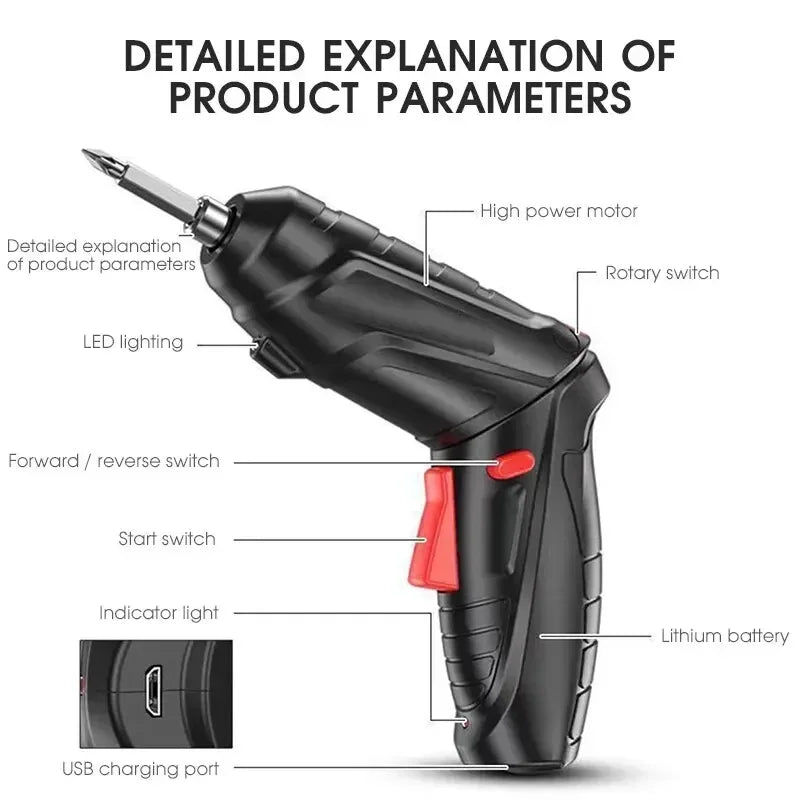 3.6v Power Tools Set Household Maintenance Repair Large Lithium Battery Mini Electric Drill Household Cordless Screwdriver ﻿