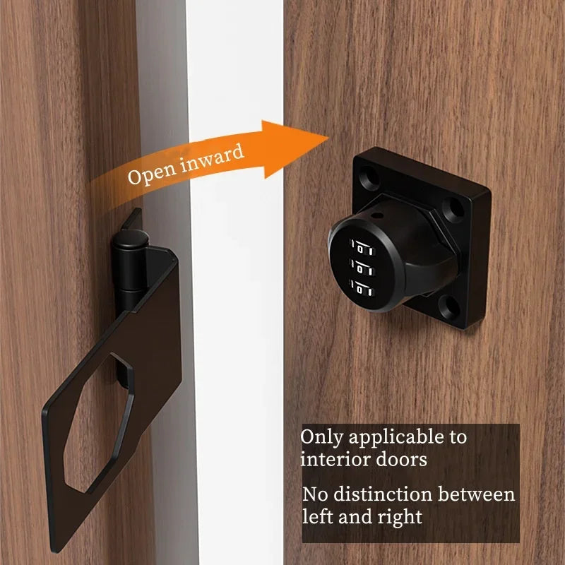 Household Cabinet Password Hasp Locks, Cabinet Locks with Combination, Door Security Slide Latch for Small Barn Doors, Bathroom