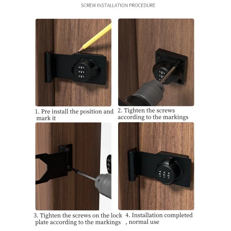 Household Cabinet Password Hasp Locks, Cabinet Locks with Combination, Door Security Slide Latch for Small Barn Doors, Bathroom