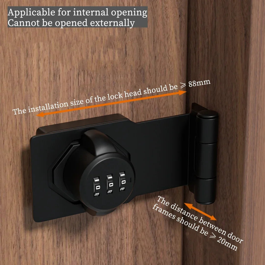 Household Cabinet Password Hasp Locks, Cabinet Locks with Combination, Door Security Slide Latch for Small Barn Doors, Bathroom