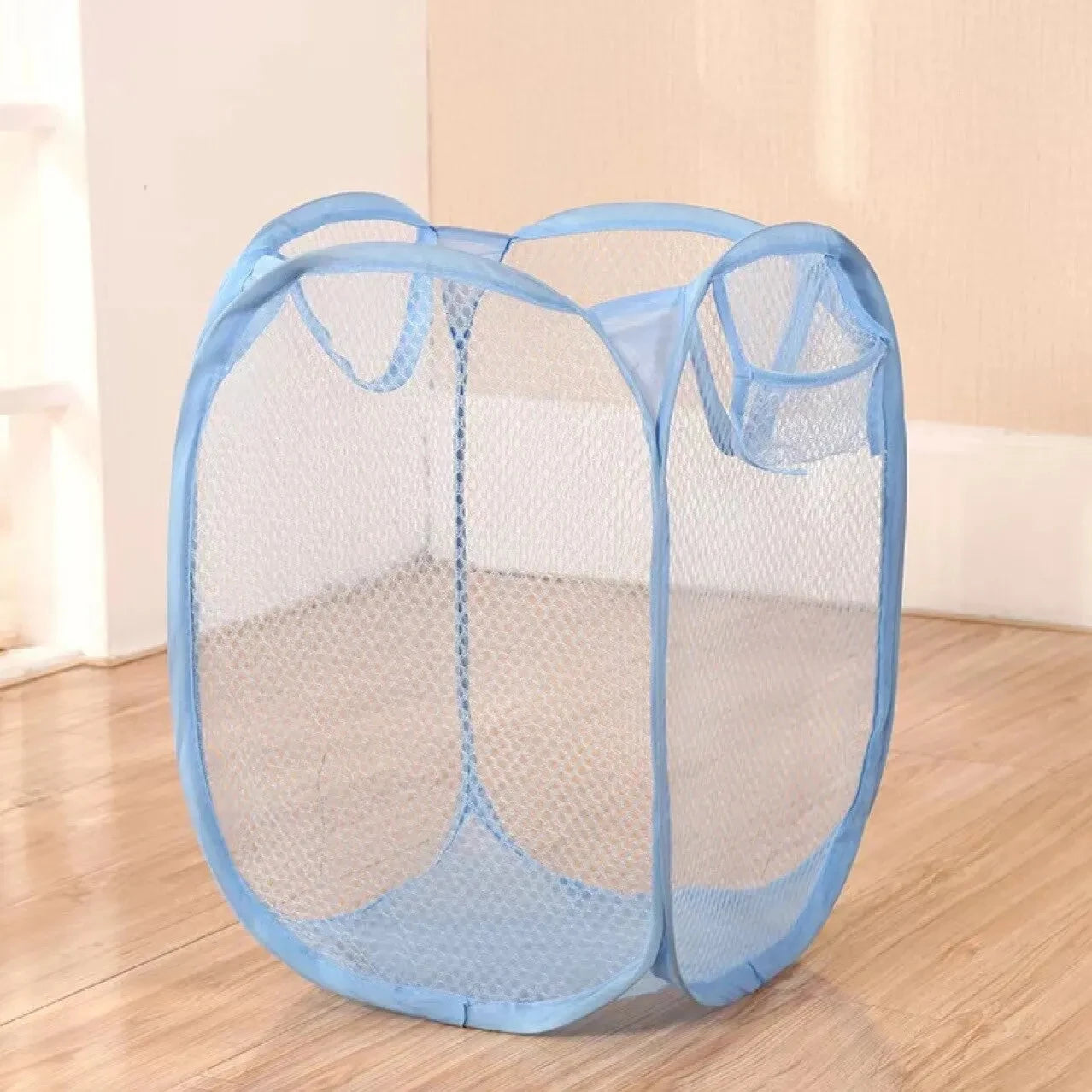 Folding Mesh Laundry Basket Household Storage Organizer for Dirty Clothes Toys and More Portable Collapsible Design