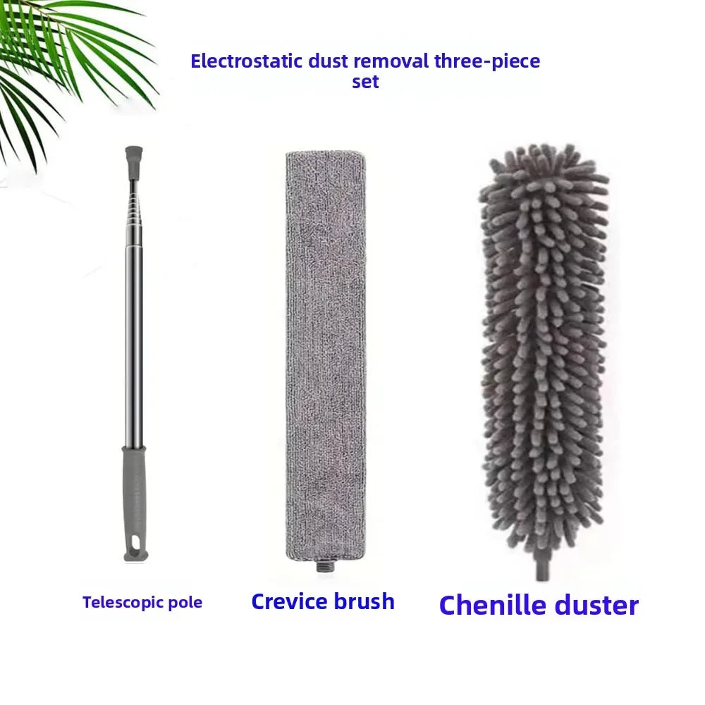 Electrostatic Dust Duster Retractable Long Pole Chenille Lightweight Household Fan Window Sill Cleaning Household Cleaning Tool